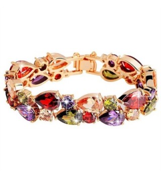 BAMOER Rose Gold Plated Multicolor Cubic Zirconia Bracelet for Women Girls Perfect Gift for Her - CM11PVMVK85