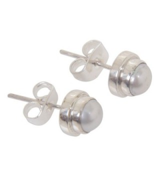 NOVICA White Cultured Freshwater Pearl and .925 Sterling Silver Bridal Stud Earrings- 'White Moon' - CP1138DGJB7