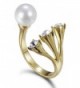 FAPPAC Simulated Pearl Statement Ring Enriched with Swarovski Crystals- Size 6 - C312CVOJT97