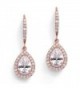 Mariell Pear-Shaped CZ Bridal Wedding Teardrop Earrings - Real 14k Rose Gold Plated Jewelry - CC186I4NIX8