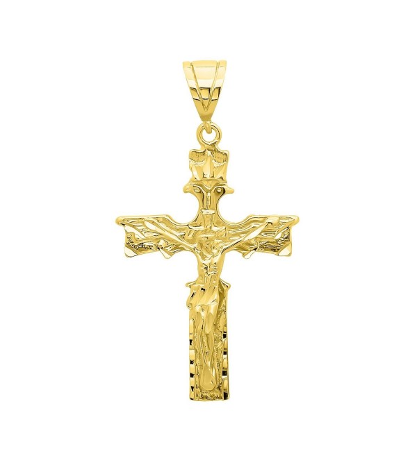 Large 38.5mm x 5.4cm 14 Gold Plated Crowned Eagle Crucifix Pendant + Microfiber Jewelry Polishing Cloth - CL11HL05225