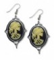 Gothic Lolita Cameo Ivory on Black Dangle Earrings with Austrian Crystals - CT12BHRFAFP