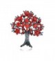 Alilang Gunmetal Gun Metal Tone Orange Red Topaz Colored Rhinestones Apple Fruit Floral Tree Brooch Pin - Red - C7113T297ON