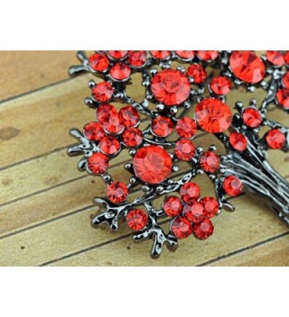 Alilang Orange Rhinestones Floral Brooch