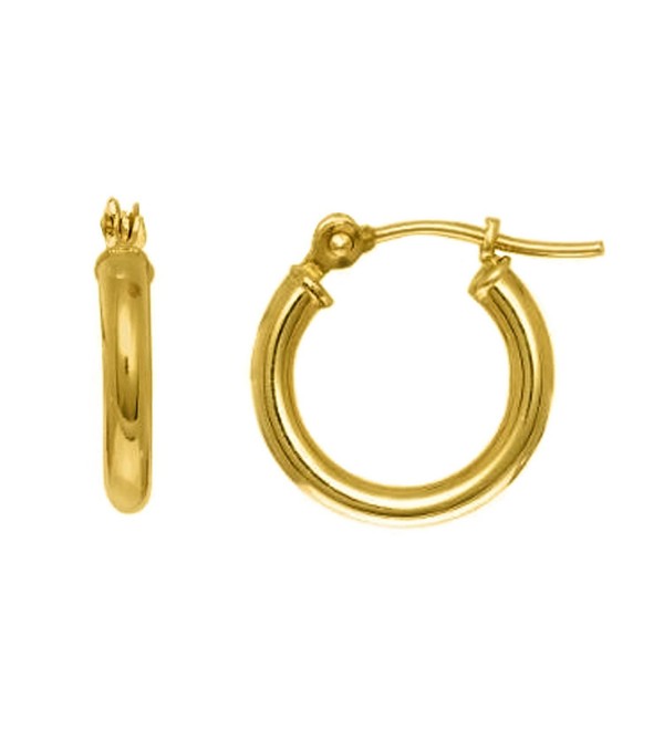 10k Yellow Gold Round Shape Hoop Earrings- Diameter 10mm - CJ122T5EFQZ