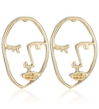 LILIE&WHITE Statement Geometric Face Ethnic Earrings Skull Head Earrings for Women Cool Party Accessories - Gold - CY18525RICQ