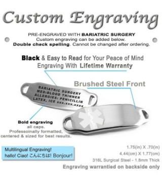 MyIDDr Pre Engraved Customizable Bariatric Bracelet