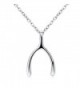 Wishbone Pendant Necklace - 925 Sterling Silver - 18" Gift Box Included (Two Finishes Available) - C312054O00N