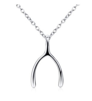 Wishbone Pendant Necklace - 925 Sterling Silver - 18" Gift Box Included (Two Finishes Available) - C312054O00N