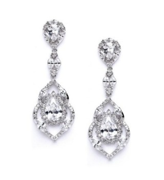 Mariell Luxury CZ Pear Shaped Teardrop Dangle Chandelier Bridal Earrings for Wedding- Bridesmaids & Prom - CL121QET0UB