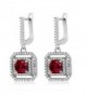 3.51 Ct Round Red Created Ruby 925 Sterling Silver Dangling Earrings - CM11LN83HDH