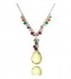 925 Sterling Silver Gemstone Teardrop Y-Shaped Pendant Necklace- 17 inches - Yellow - C811MV53I99