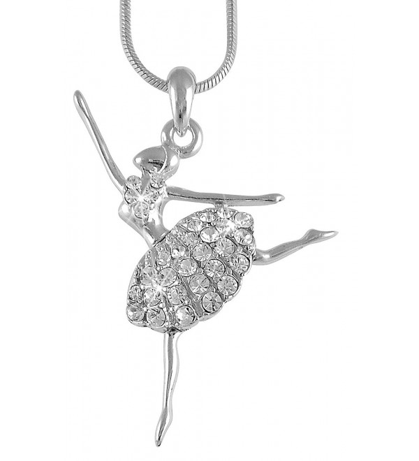 Ballerina Ballet Dancer Pendant Necklace - White - CG11GAXR6KT