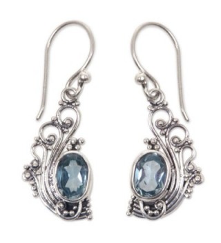 NOVICA .925 Sterling Silver and Blue Topaz Lacy Dangle Earrings- 'Blue Peacock's Feather' - CT127W266CV