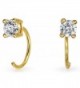 Bling Jewelry Small Gold Plated CZ Ear Threader Modern Earrings 925 Silver - CD11W6DLJPB