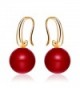 Merdia Charming Earrings Drop Simulated Pearl Hook Earrings 12MM Red - CP12O755RL1