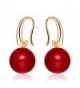 Merdia Charming Earrings Drop Simulated Pearl Hook Earrings 12MM Red - CP12O755RL1