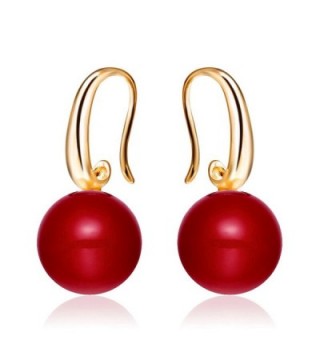 Merdia Charming Earrings Drop Simulated Pearl Hook Earrings 12MM Red - CP12O755RL1