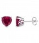 Heart Shaped Simulated Ruby Solitaire Stud Earrings In 14K White Gold Over Sterling Silver - CB12OC0QPJ5