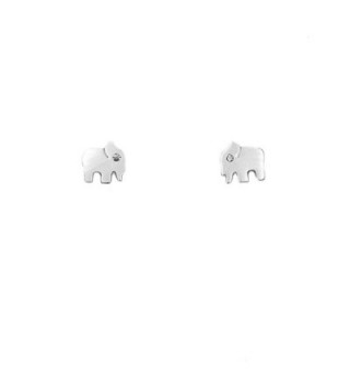 Rosemarie Collections Women's Petite Stud Earrings "Elephant" - White Gold Dipped - C512ODSR492