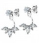 Dreambell Rhodium On 925 Sterling Silver Clear Cz Crystal 2 In 1 Stud And Jacket Ear Cuff Earrings - CH12F4UZ9UX