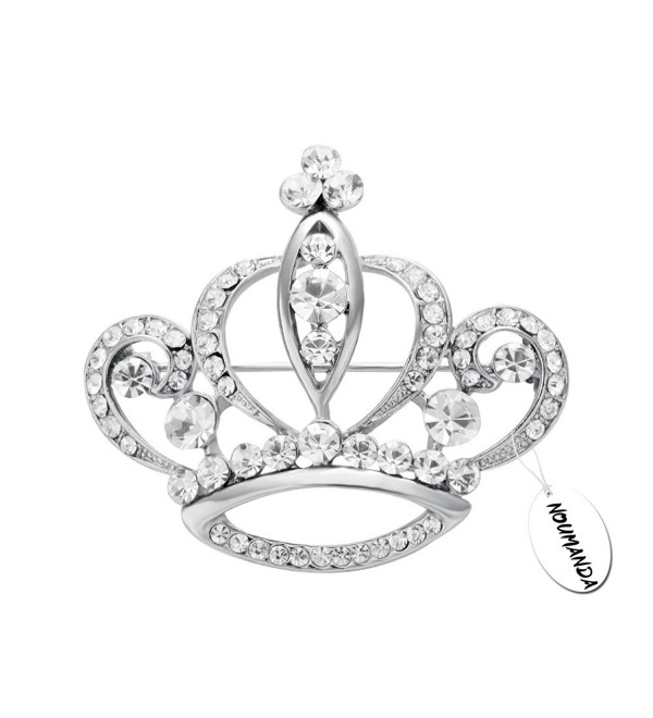 NOUMANDA Women Shiny Rhinestone Crown Brooch Pin - silver - CP12J0G70NL