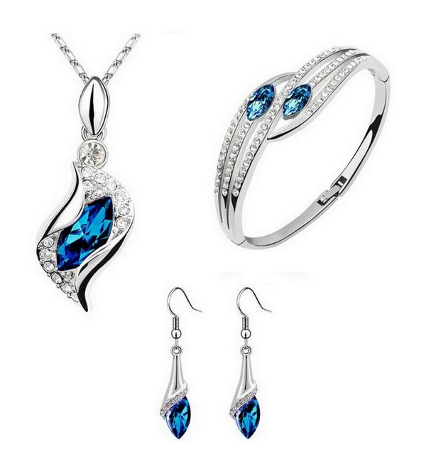 Crystal Element Jewelry Set Necklace & Earring & Bracelets(blue) - CY12KJOTCDJ