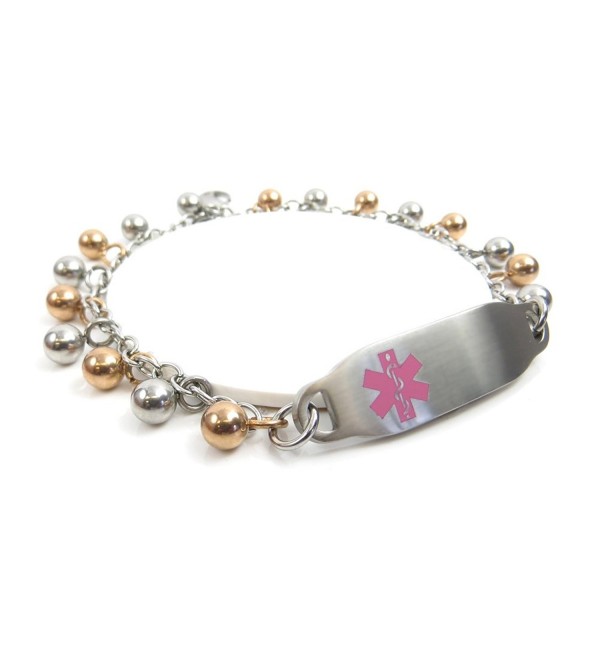 MyIDDr - Pre-Engraved & Customized Ladies Alzheimer's ID Bracelet- Steel Raindrop - C911HUMFQG1