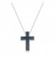 Jewelili Sterling Silver Blue Diamond Accent Cross Pendant Necklace- 18" - C91855D2WGC
