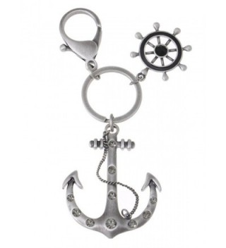 Alilang Antique Tone Nautical Sailor Sea Anchor Swarovski Crystal Rhinestone Keychain - CE116N019RV