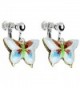 Enamel Craft Butterfly Clip on Earrings for Kids Girls Women Princess Birthday DIY Jewelry (Deep Blue) - white - CA186LI4MS3