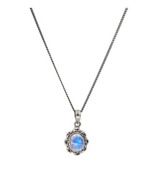 Luna Azure Colored Gem Moonstone Vintage Style Sterling Silver Necklace 18" - CD12NTX4RG1