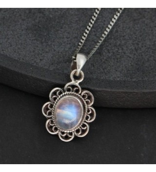 Luna Azure Moonstone Sterling Necklace in Women's Pendants