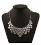 DELEY Vintage Alloy Ginkgo Leaves Collar Fashion Bib Antique Pendant Statement Necklace - Silver - C912NERO94B