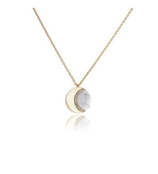 My Very Best Crescent Marble Moon Necklace - gold plated brass_white marble - CQ183O3DR4C