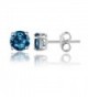 Sterling Silver 2Ct London Blue Topaz Round Studs Earrings - C2187WZDNC9