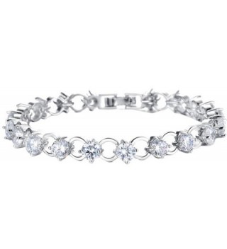 Womens Copper Platinum Plated Inlaid CZ All-match Tennis Bracelet- 7" - C111A71CFE7