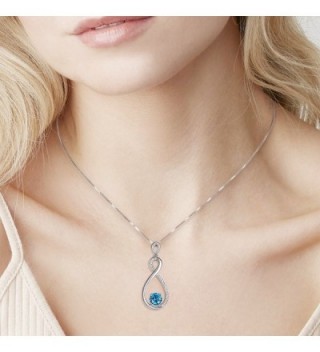 Conmisun Infinity Necklace Aquamarine Birthstone