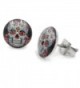 Pair Stainless Steel Round Flower Sugar Skull Post Stud Earrings 9mm - CF11C91G1K3