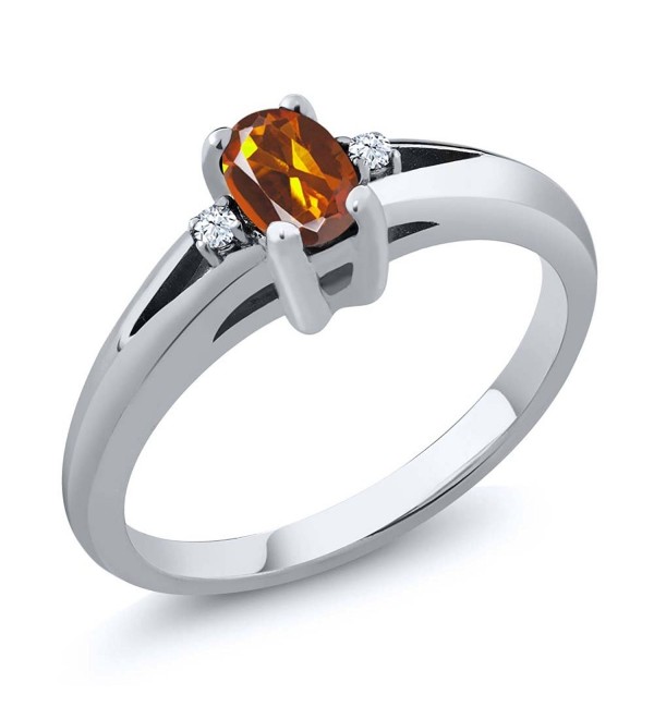 0.44 Ct Orange Red Oval Madeira Citrine and Topaz 925 Sterling Silver Ring (Available in size 5- 6- 7- 8- 9) - CU116T1FHCR
