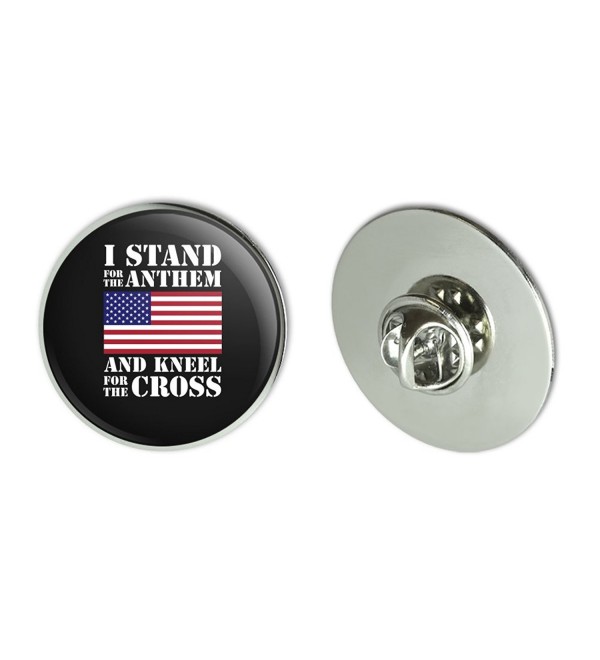 I Stand For The Flag Kneel Cross USA American Flag Patriotic Metal 1.1" Tie Tack Hat Lapel Pin Pinback - C718724RS7Y
