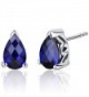 Created Blue Sapphire Pear Shape Stud Earrings Sterling Silver 2.00 Carats - CG116ULJP5V