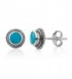 925 Sterling Silver Bali Inspired Tiny Gemstone Braided Round 9 mm Post Stud Earrings - Blue Turquoise - C717XXL73SL