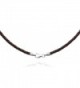 2mm Brown Braided Leather Cord Necklace Choker with Solid 925 Sterling Silver Clasp 26" - C5115GGDELR