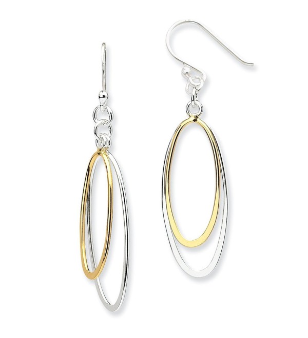 Sterling Silver Dangling Double Oval Earrings - (1.34 in x 0.71 in) - CL12GPPNXG3