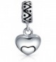 Bling Jewelry Swirl Heart Charm 925 Silver Love Pendant and Dangle Bead for European Bracelet - CN11834T7UV