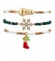 Lux Accessories Stocking Stuffer Pave Crystal Snowflake Snowman Christmas Xmas Beaded Stretch Bracelet Set - CA129JUJ1PX