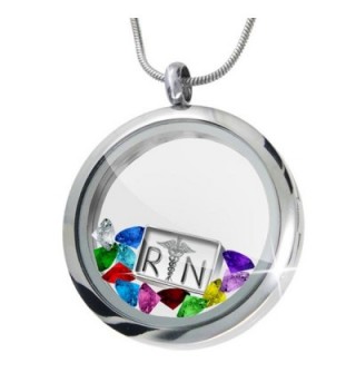 Floating Locket Set Registered Nurse Symbol + 12 Crystals + Charm- Neonblond - CD11I4Q6NIH