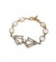 Glass and Opal Unique Retro Art Deco Tennis Bracelet White Silver Colored Zinc Alloy Chain- 21" - C312G3JBO99