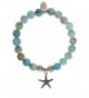 EvaDane Natural Aquamarine Beryl Gemstone Tibetan Bead Starfish Charm Stretch Bracelet - C312DR215KN